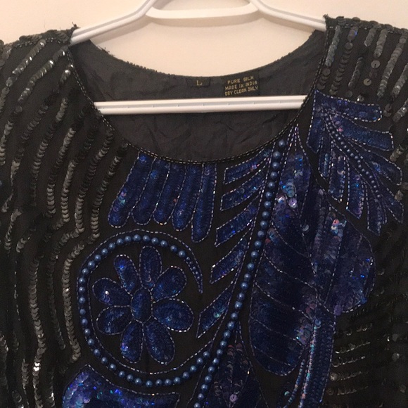 Vintage Pure Silk Beaded 2 Piece - Picture 3 of 8